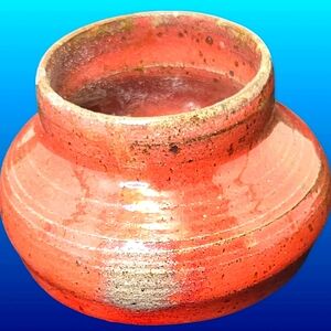 Handcrafted Red Ceramic Glazed vintage studio ceramic piece VASE